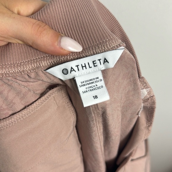 Athleta Brooklyn Textured Pant High Ankle Latte Grain Camo Pink Size 18 - Picture 6 of 14